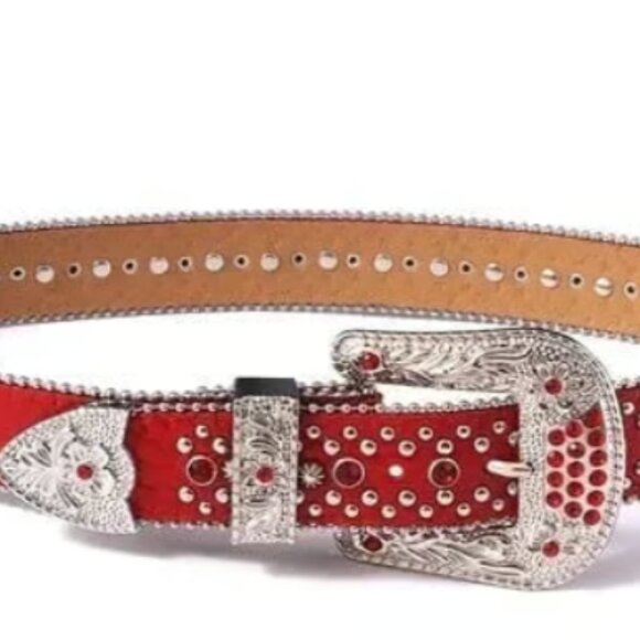 Red Ruby Rhinestone Belt - Picture 2 of 4